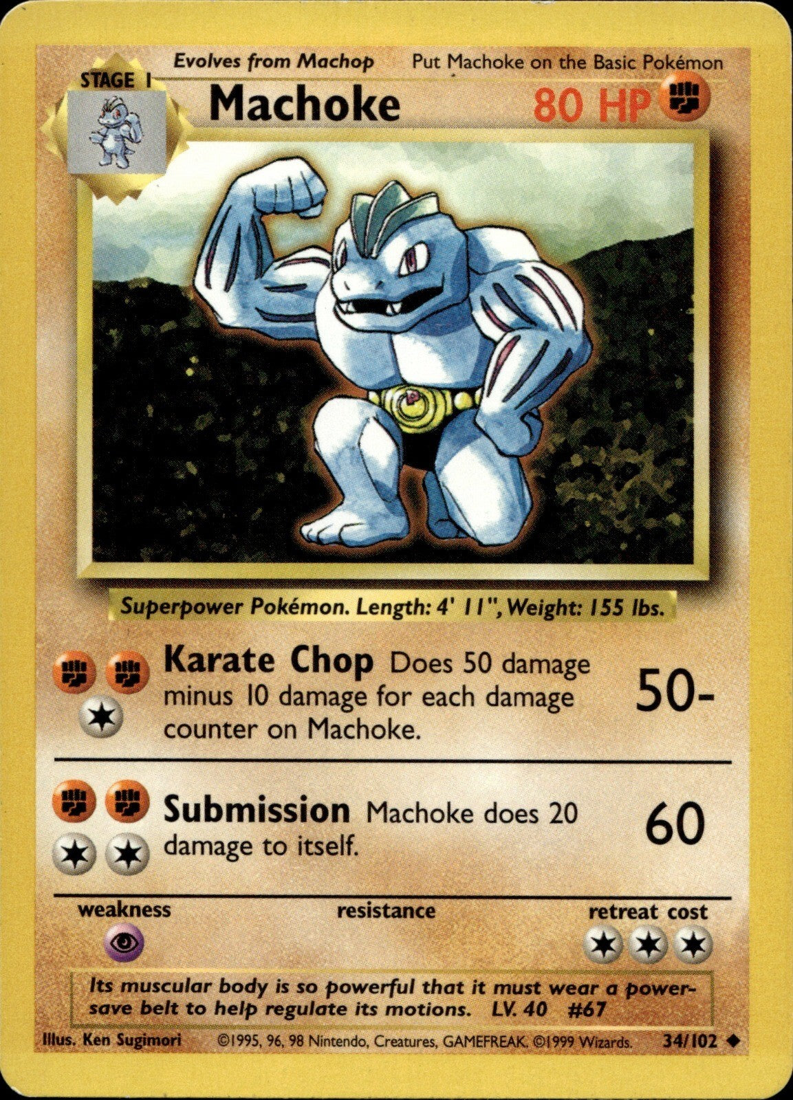 Machoke Uncommon Base Set 034/102 NM