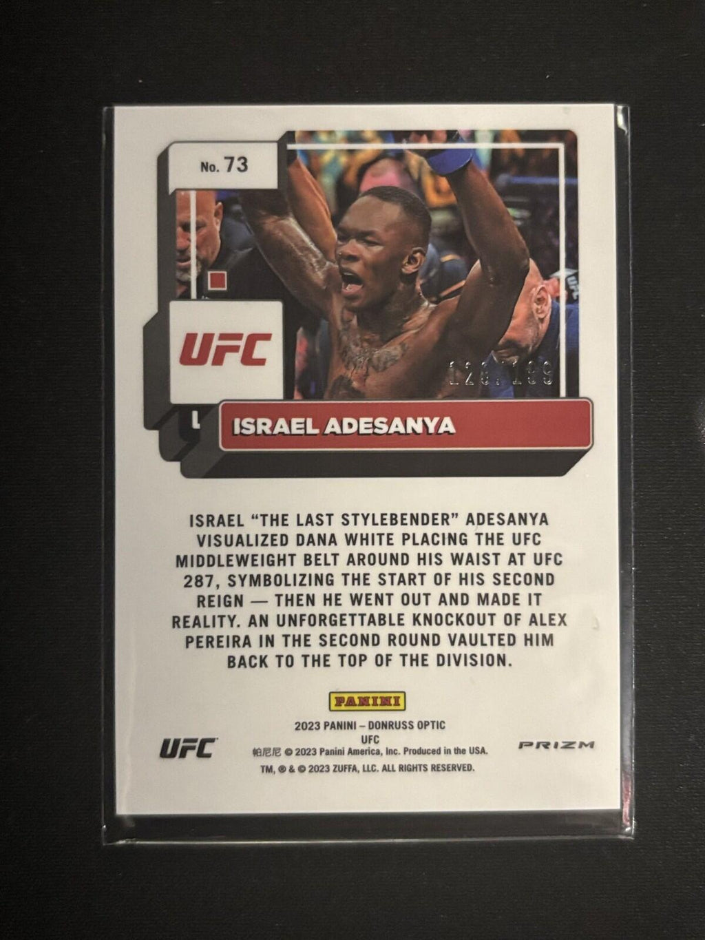 Israel Adesanya Red Donruss Optic UFC - Red 73 NM - 129/199