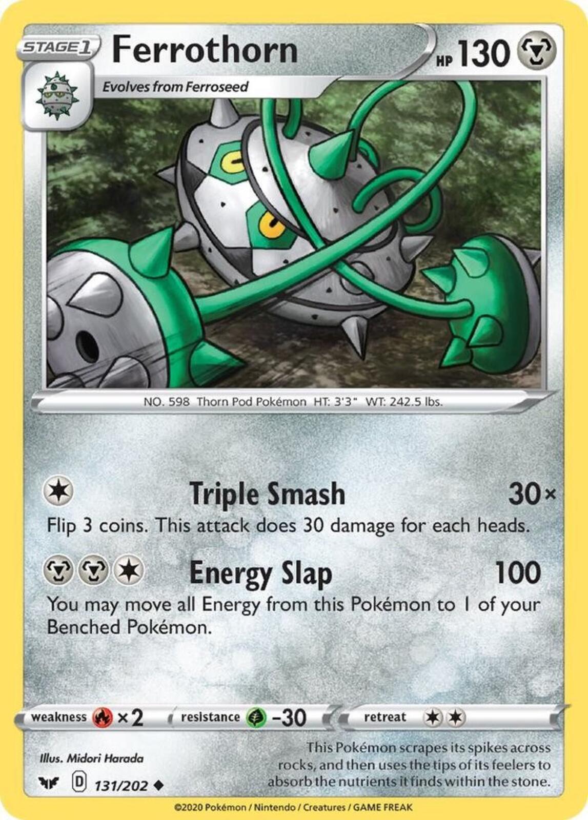Ferrothorn Uncommon SWSH01: Sword & Shield Base Set 131/202 NM
