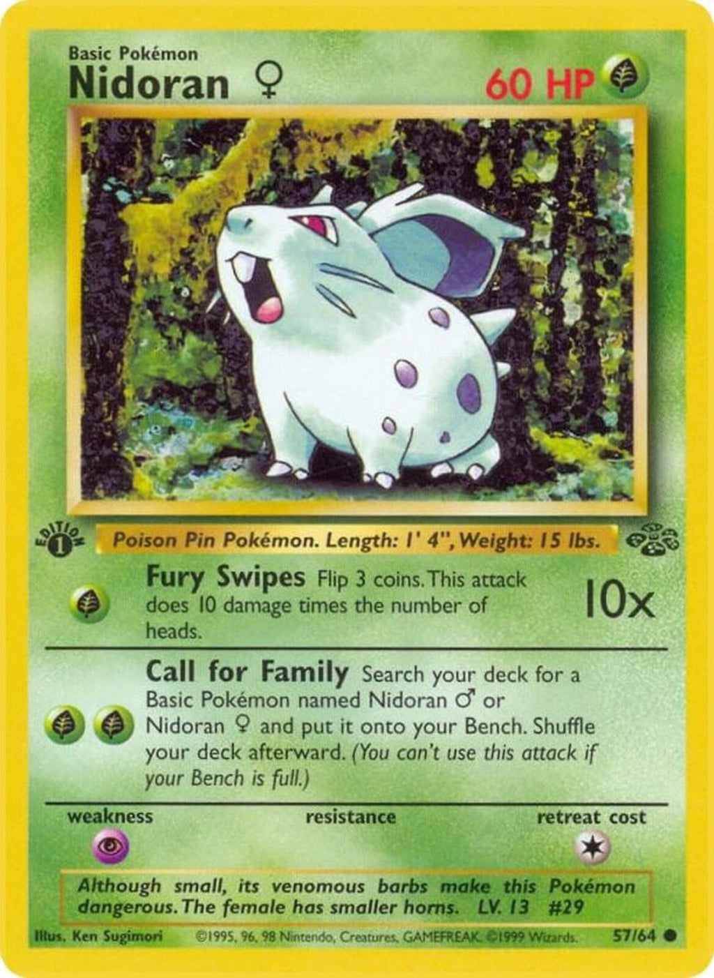 Nidoran F 1st Edition Common Jungle 57/64 - Superb Condition