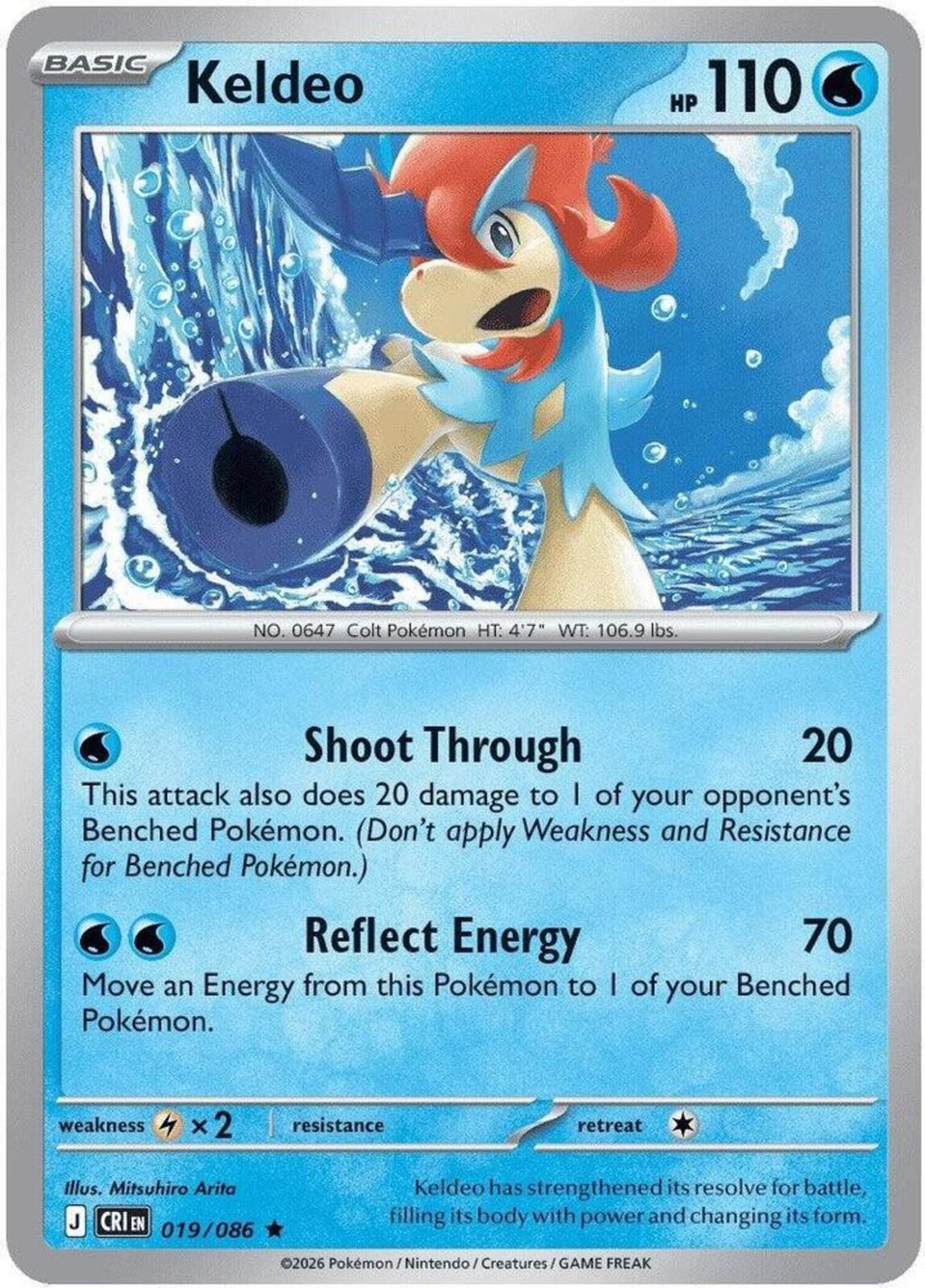 Keldeo Reverse Holo Rare ME04: Chaos Rising 019/086 NM