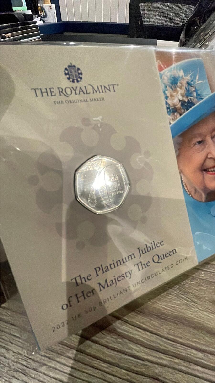 The Royal Mint 2022 Platinum Jubilee UK 50p Brilliant Uncirculated Coin