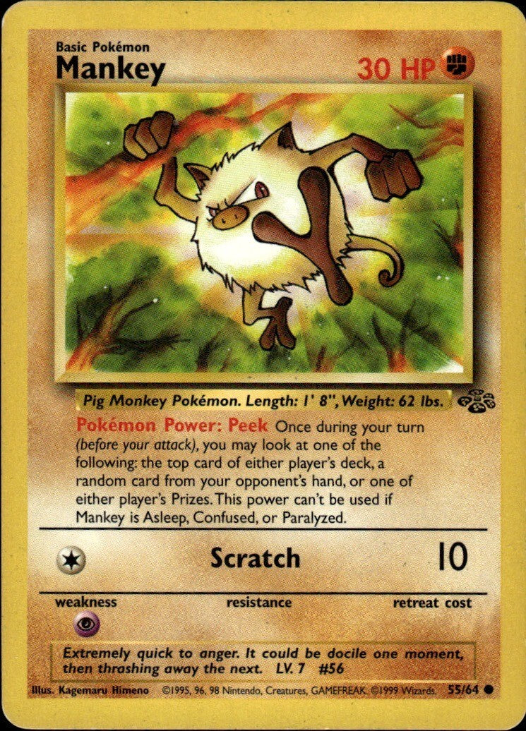 Mankey Unlimited Common Jungle 55/64 NM