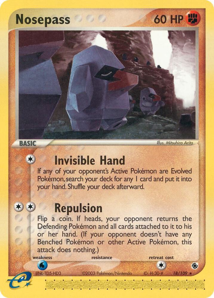 Nosepass Reverse Holo Rare Ruby and Sapphire 18/109 MP