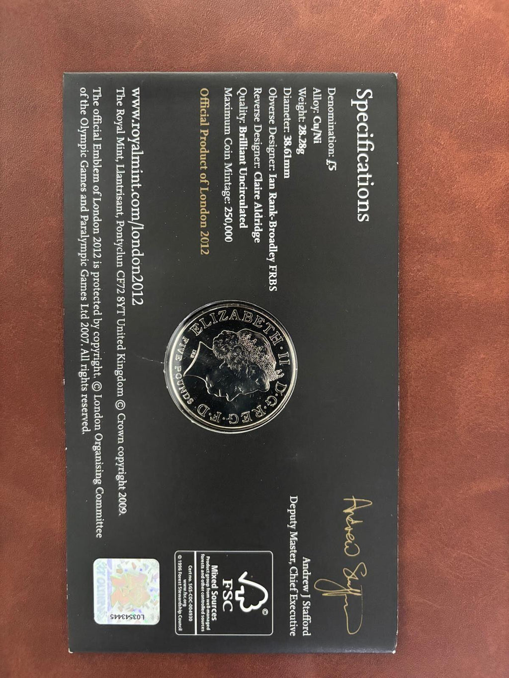 The Royal Mint 2010 London 2012 Olympic £5 Coin Proof