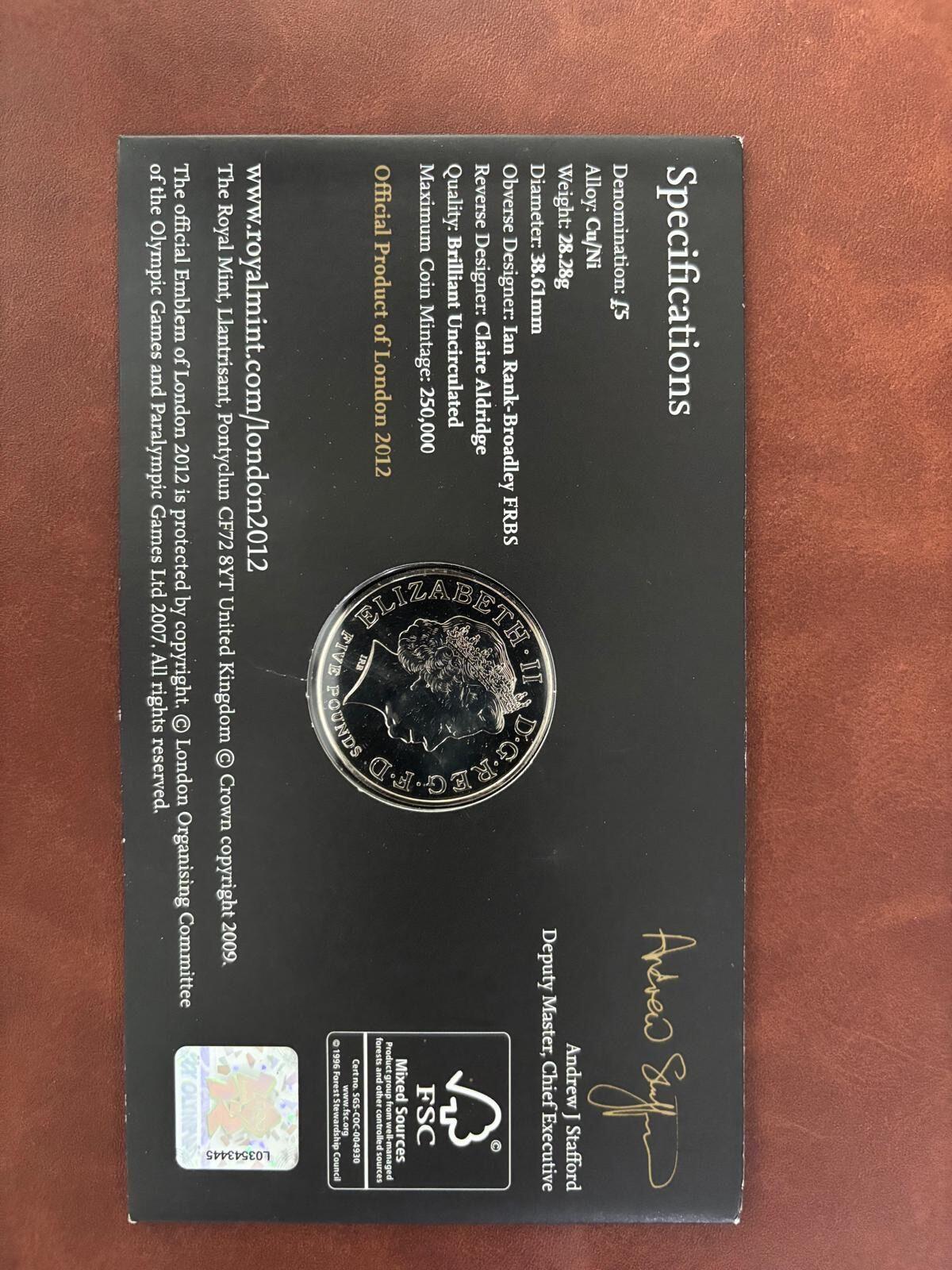 The Royal Mint 2010 London 2012 Olympic £5 Coin Proof