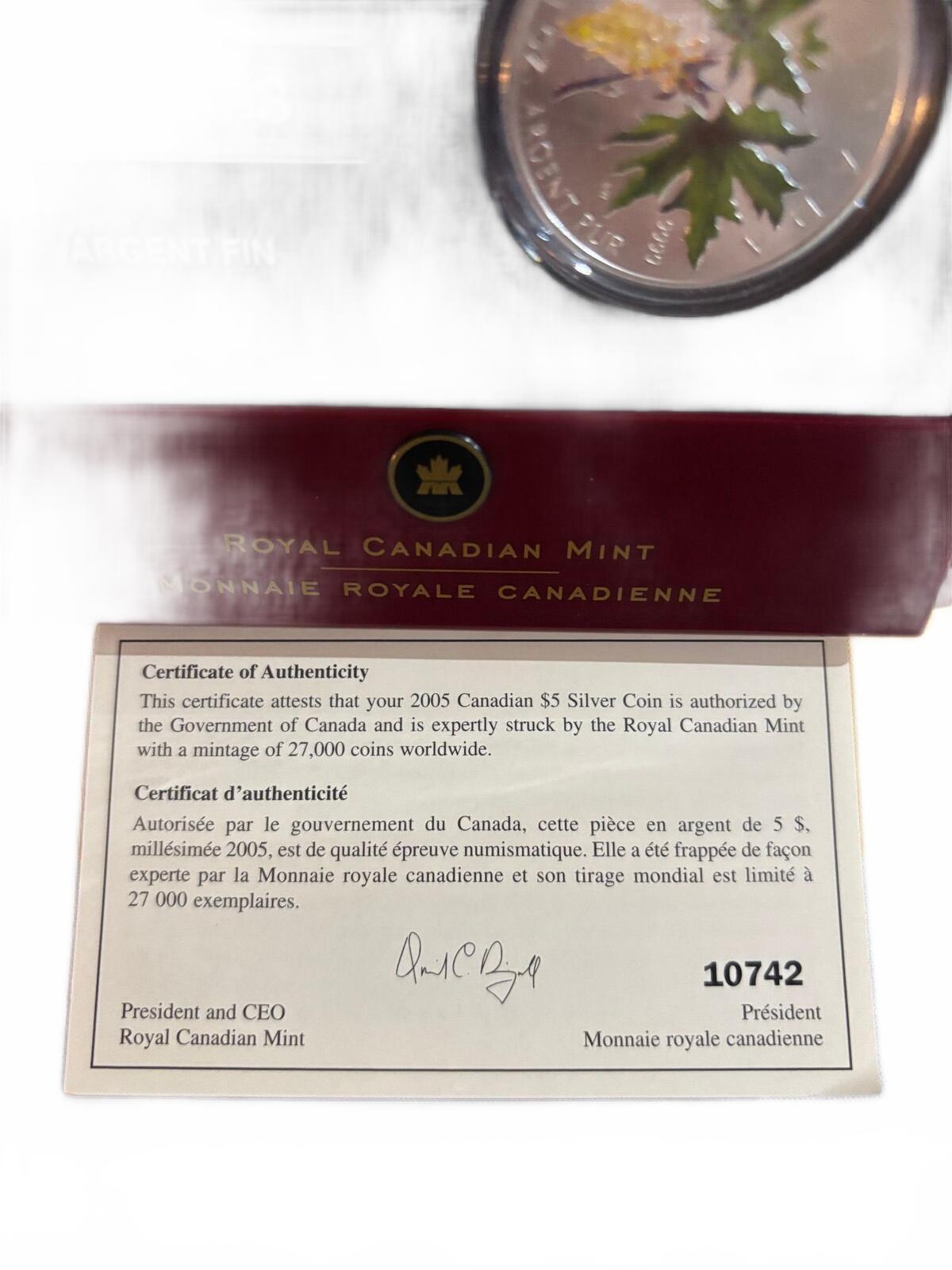 Royal Canadian Mint 2005 $5 Silver Proof Coin
