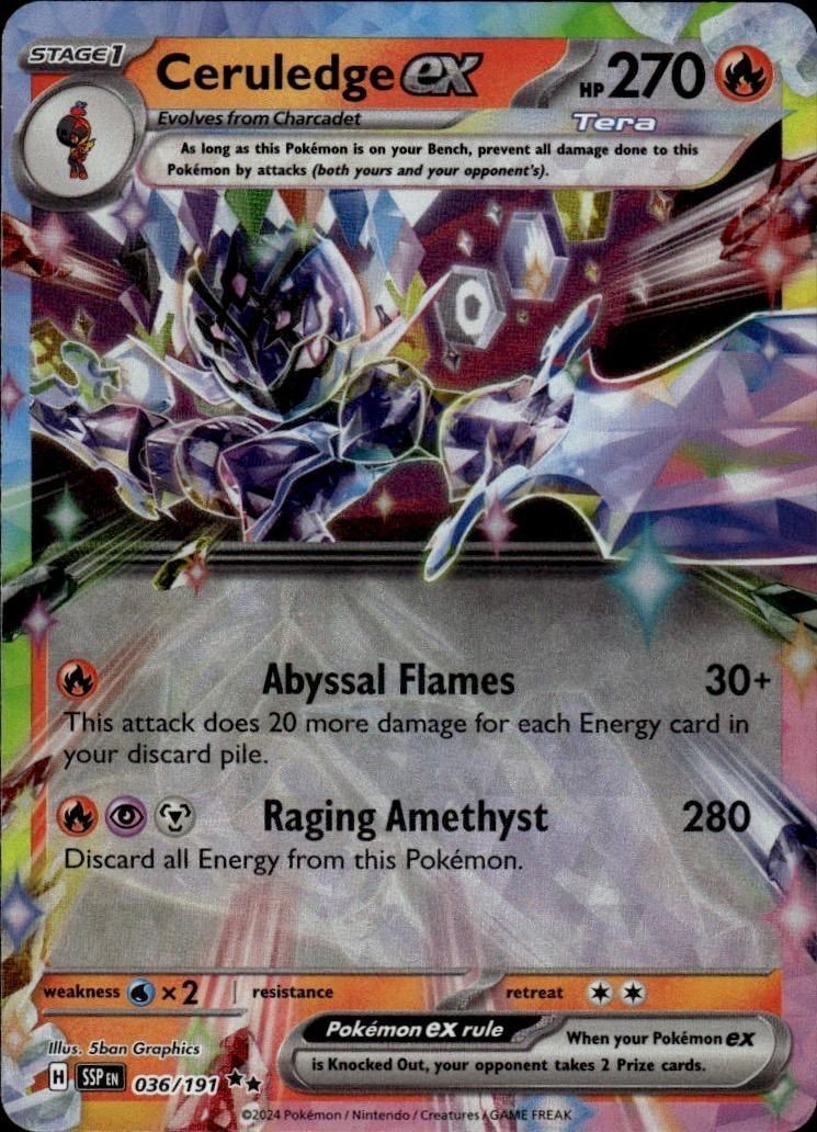 Ceruledge ex Holo Double Rare SV08: Surging Sparks 036/191 NM