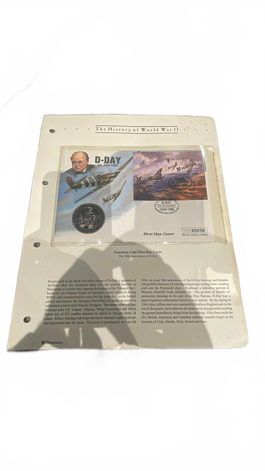 D-Day 50th Anniversary Guernsey Coin First Day Cover 1994