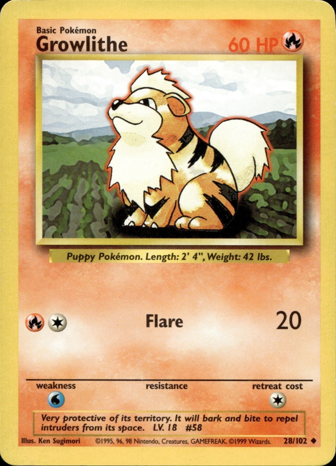 Growlithe Uncommon Base Set 028/102 NM