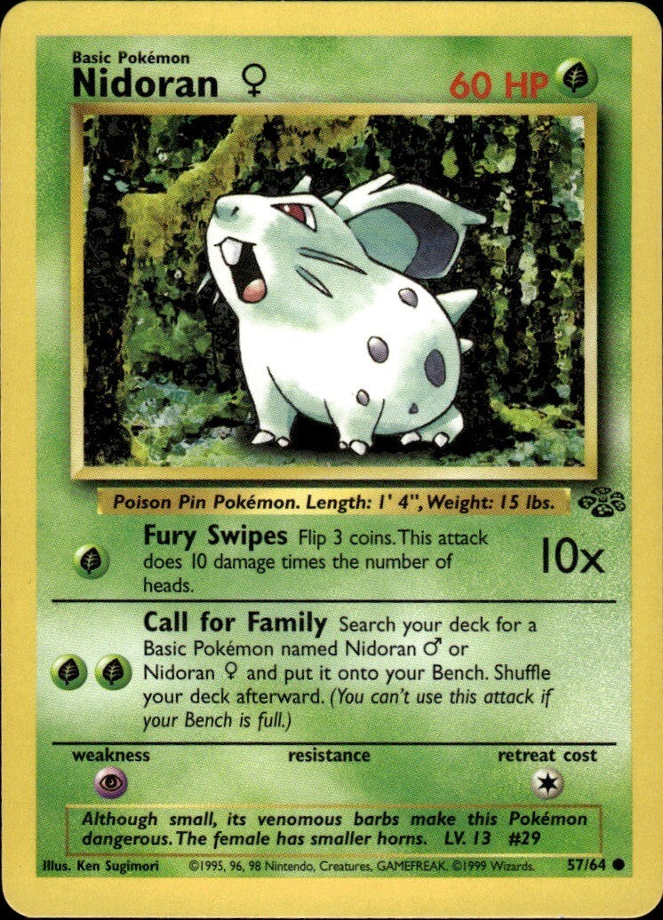 Nidoran F Unlimited Common Jungle 57/64 NM