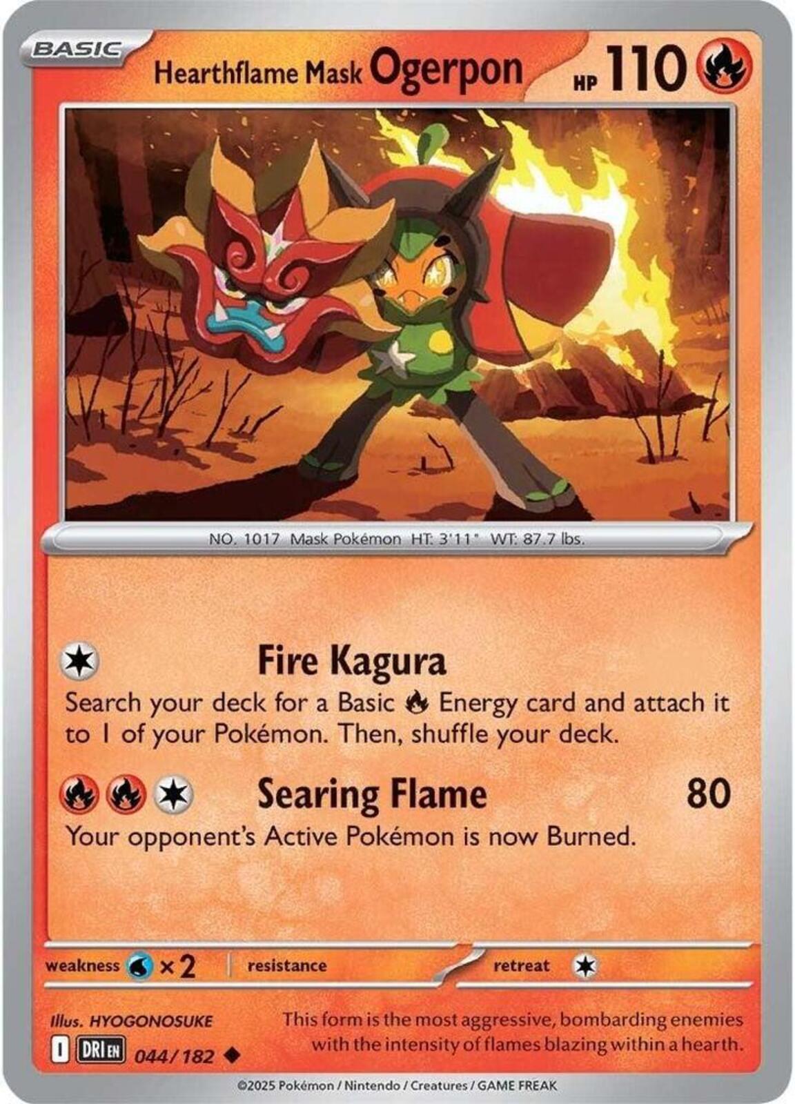 Hearthflame Mask Ogerpon Uncommon SV10: Destined Rivals 044/182 NM