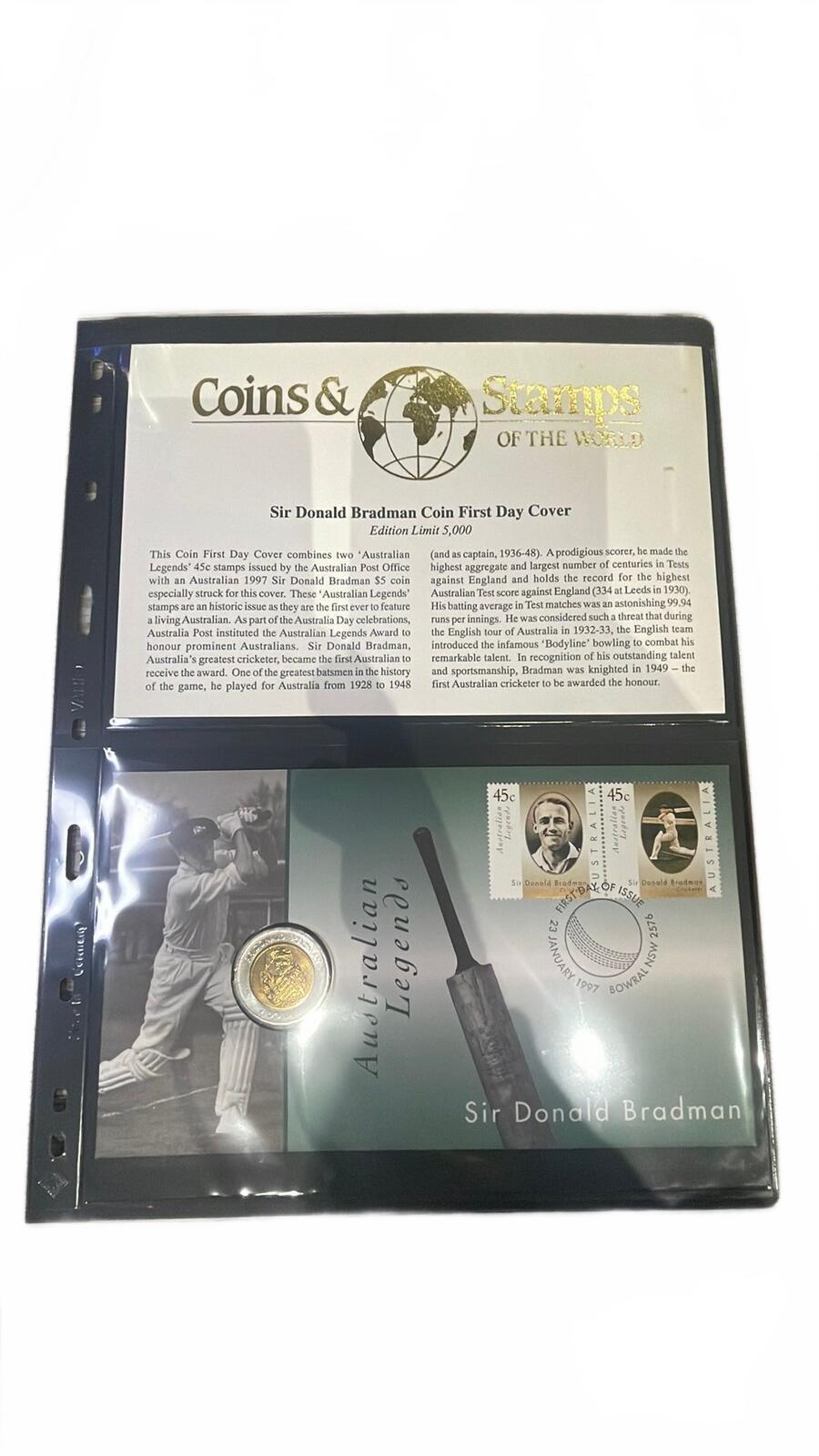 Sir Donald Bradman Australian Legends 1997 Coin First Day Cover