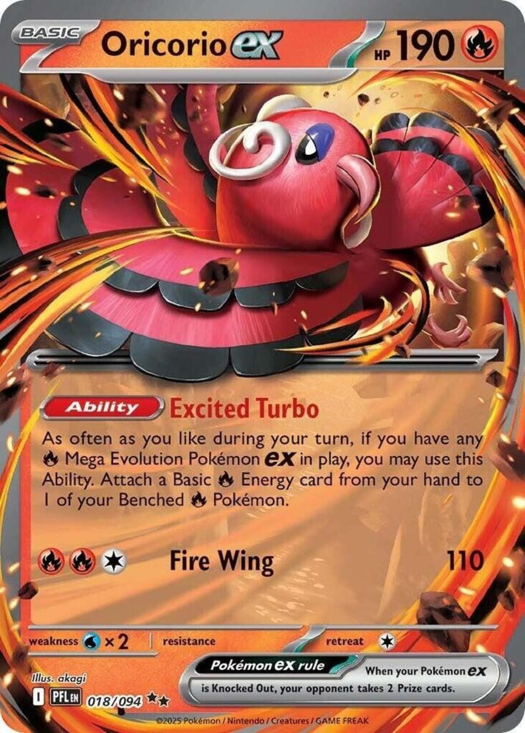 Oricorio ex Holo Double Rare ME02: Phantasmal Flames 018/094 NM