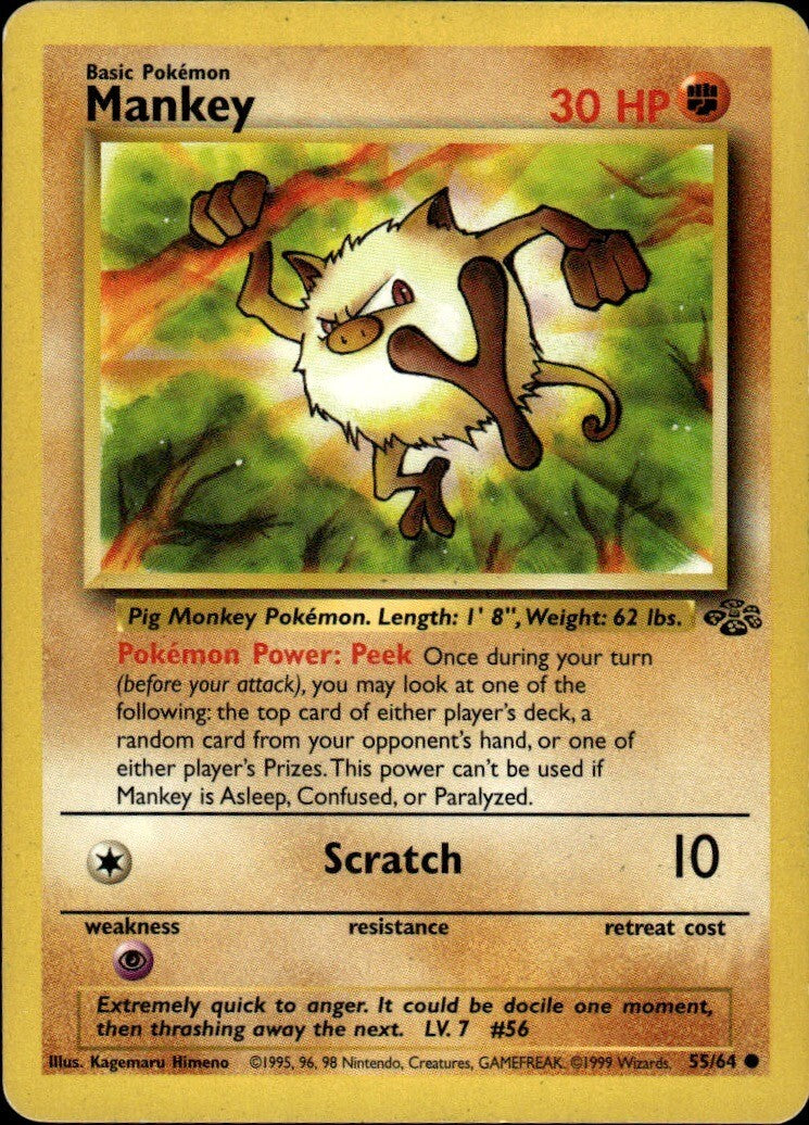 Mankey Unlimited Common Jungle 55/64 NM
