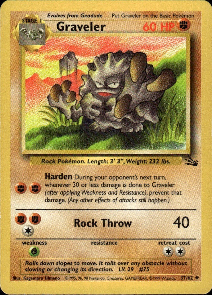 Graveler Unlimited Uncommon Fossil 37/62 NM