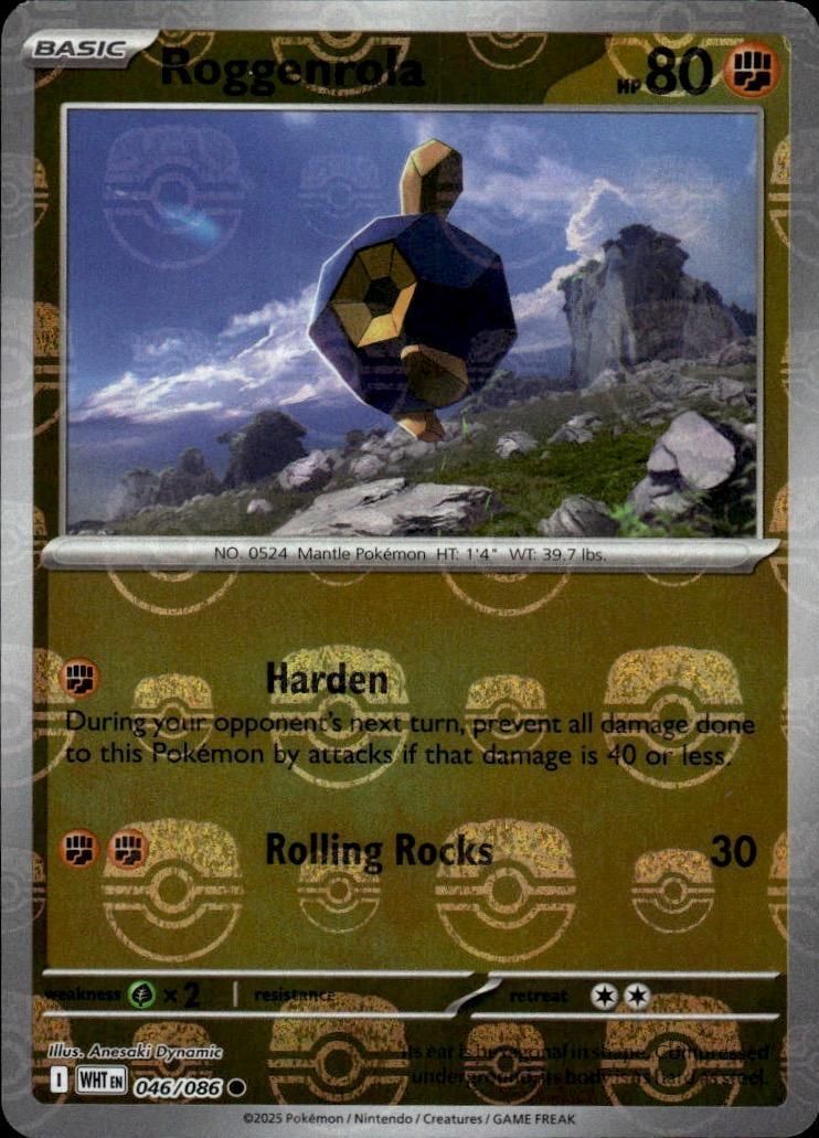 Roggenrola (Poke Ball Pattern) Holo Common SV: White Flare 046/086 NM