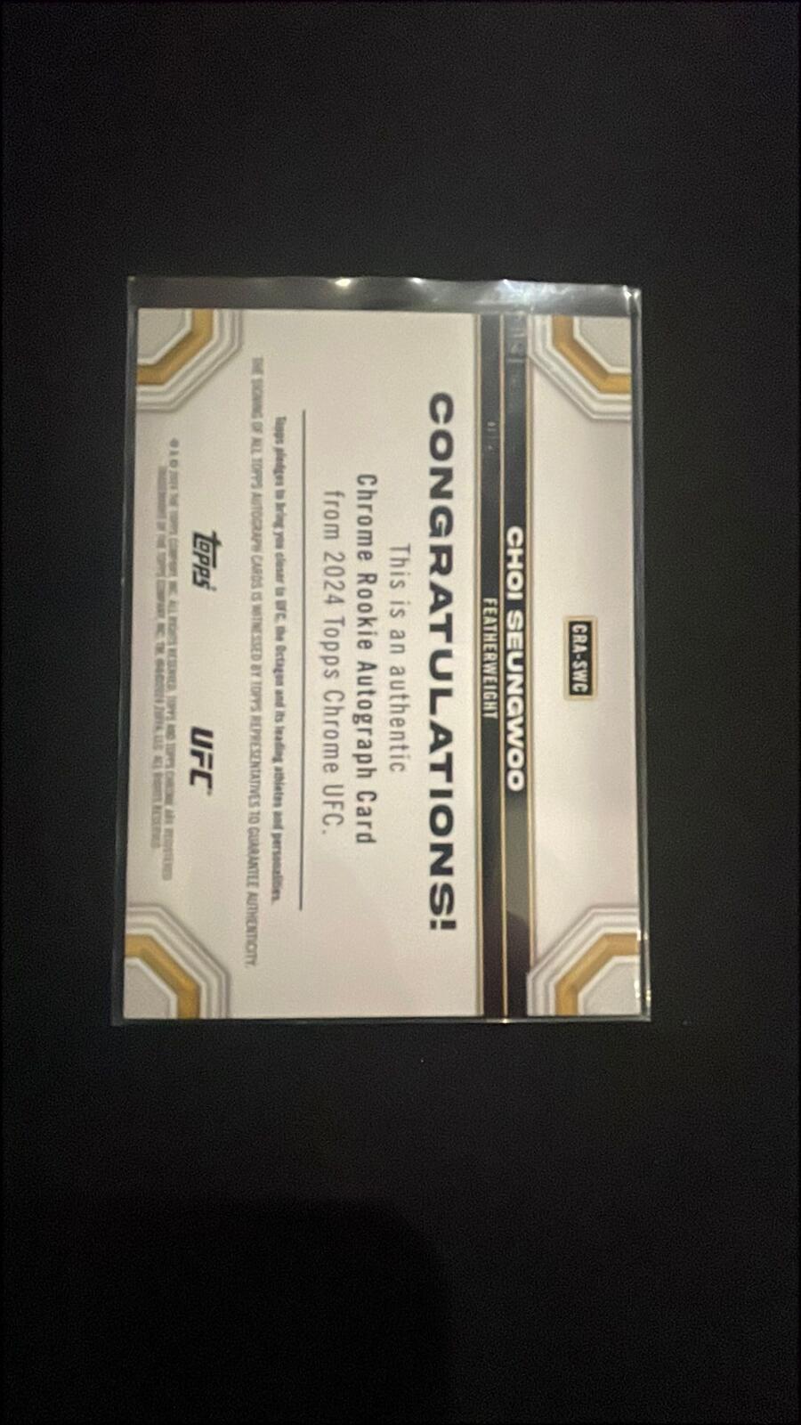 Topps 2024 Choi Seungwoo UFC Chrome Rookie Autograph Card CPA-SWC
