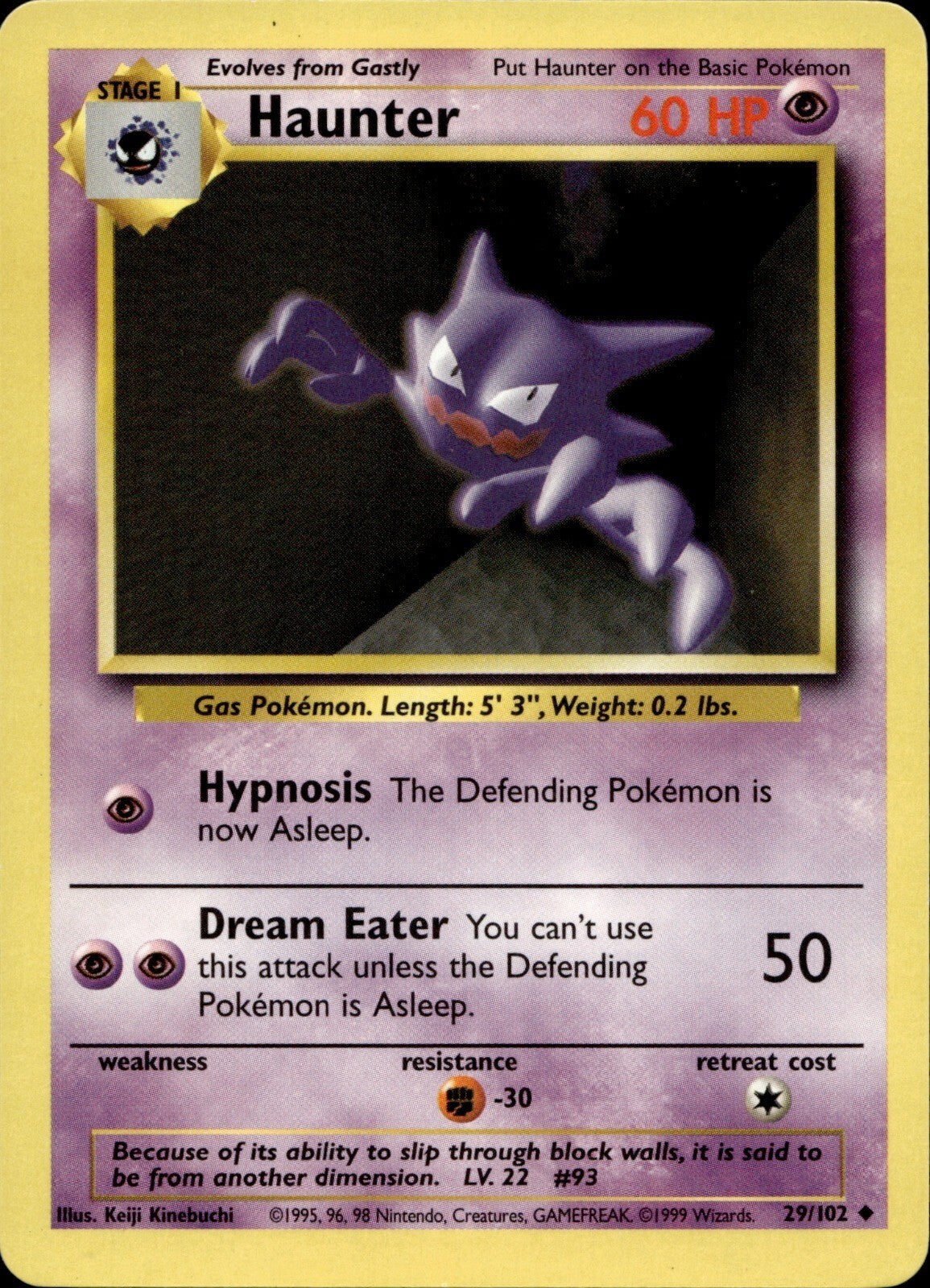 Haunter Uncommon Base Set 029/102 3.00NM
