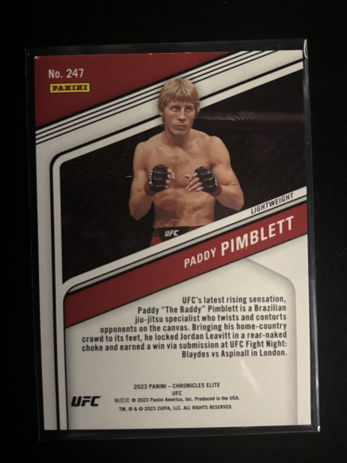 Paddy Pimblett Red Panini Chronicles UFC - Red 247 NM - 109/199