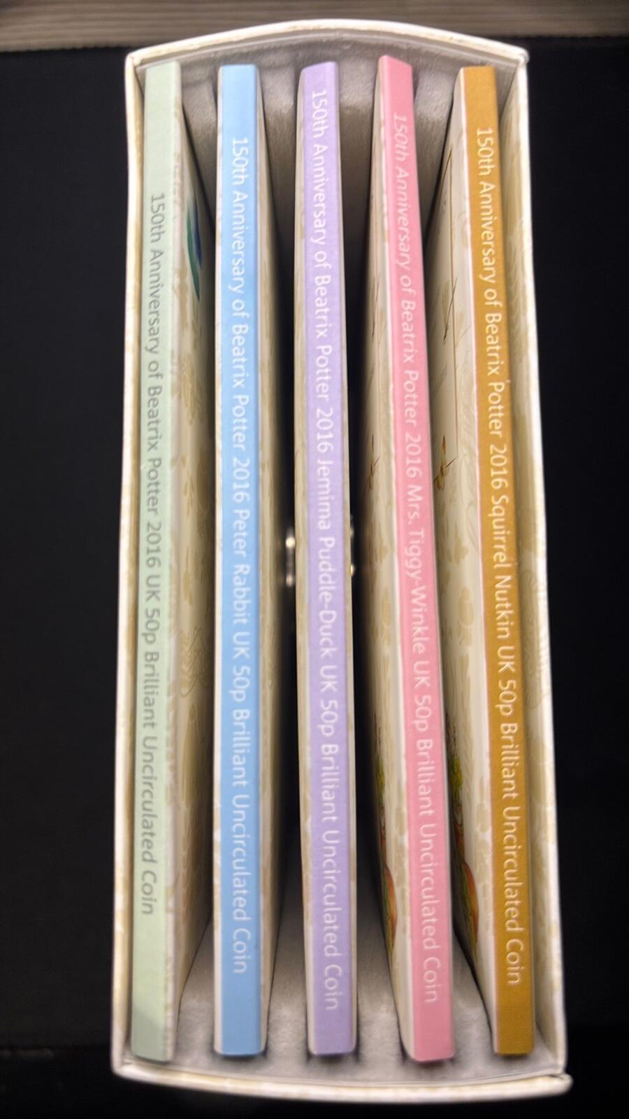2016 Beatrix Potter 150th Anniversary 5 x 50p Coin Collection Set