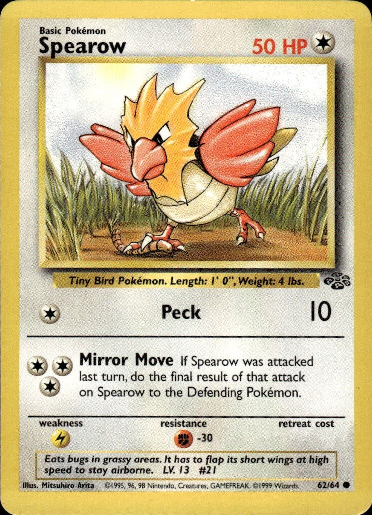 Spearow Unlimited Common Jungle 62/64 NM