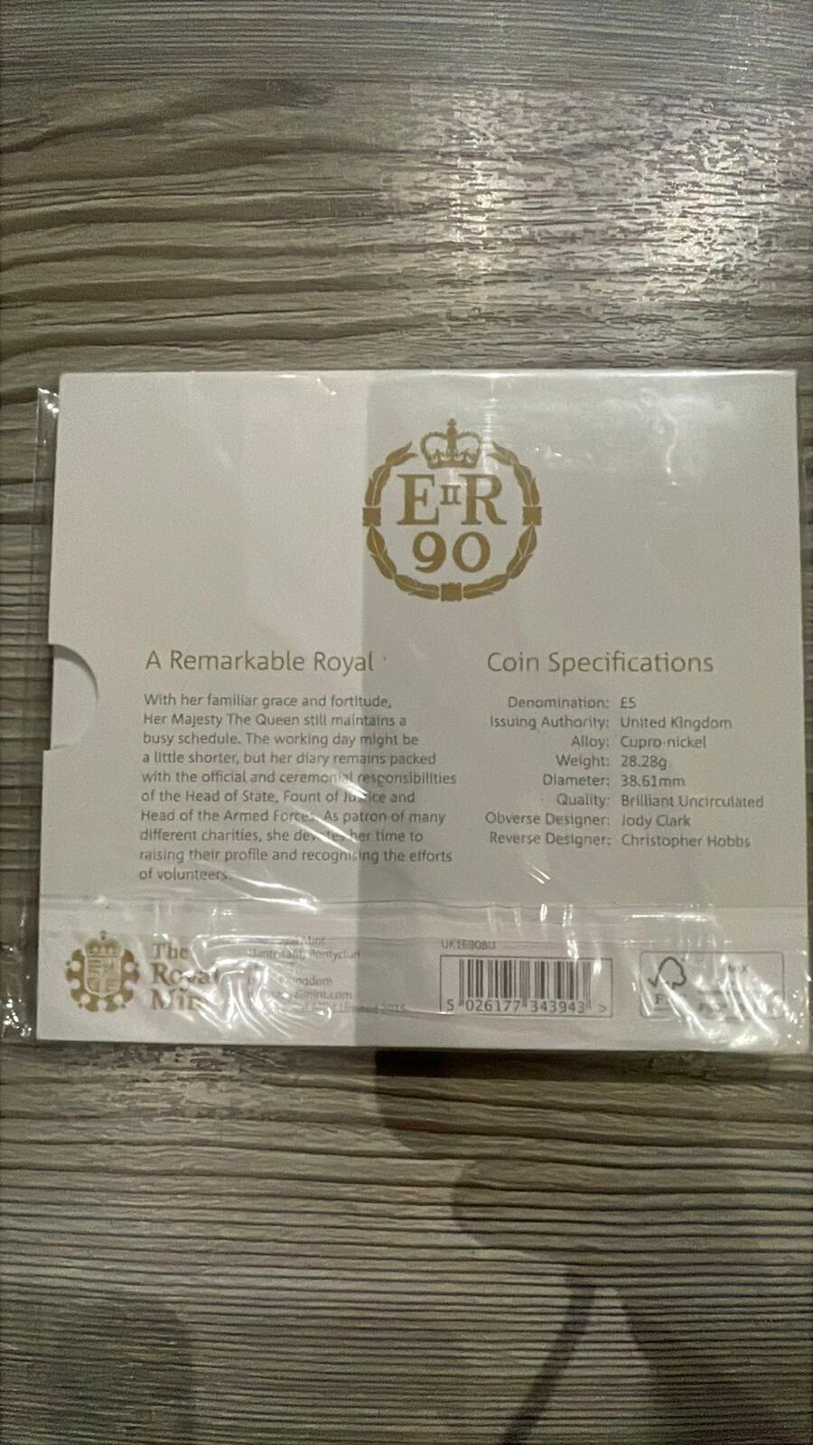 The Royal Mint 2016 UK £5 Coin 90th Birthday of Her Majesty The Queen