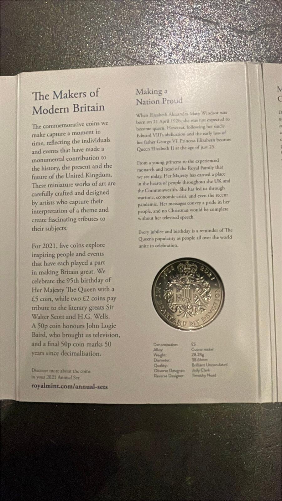 The Royal Mint 2021 United Kingdom Brilliant Uncirculated Annual Coin Set