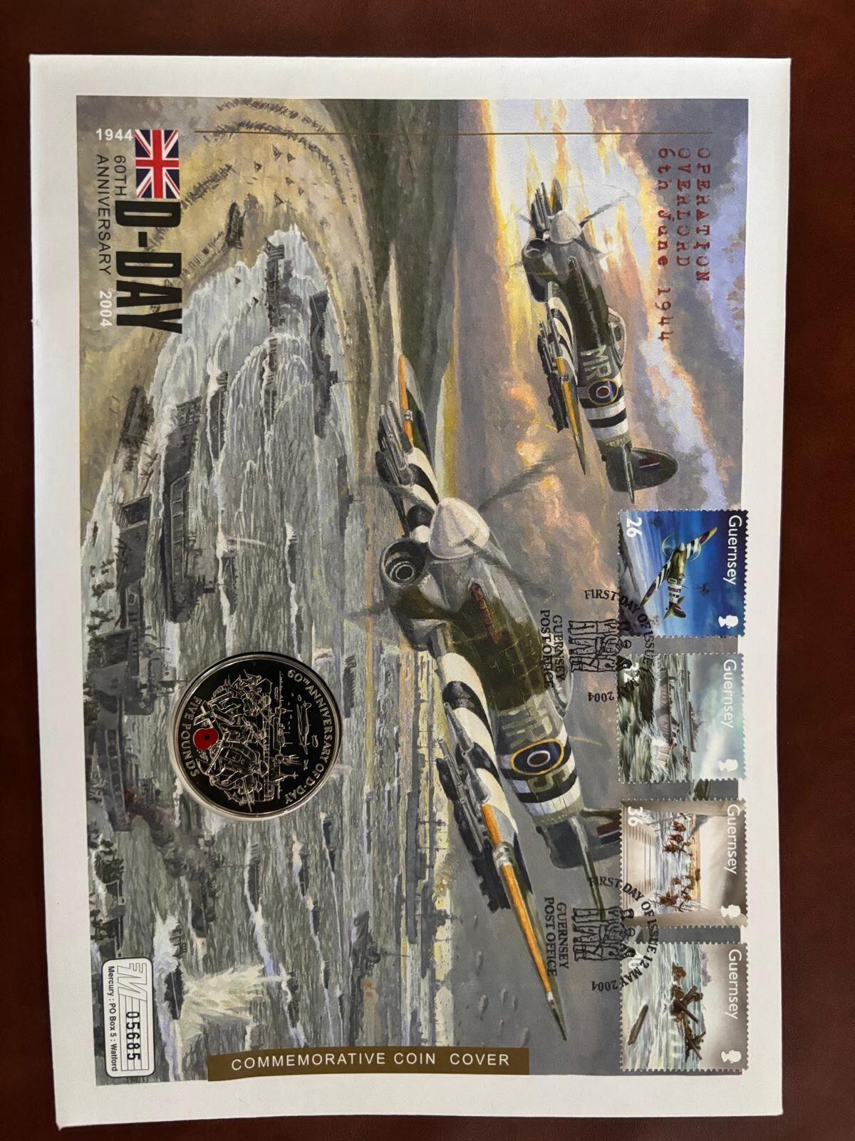 Guernsey 2004 D-Day 60th Anniversary Commemorative Coin Cover
