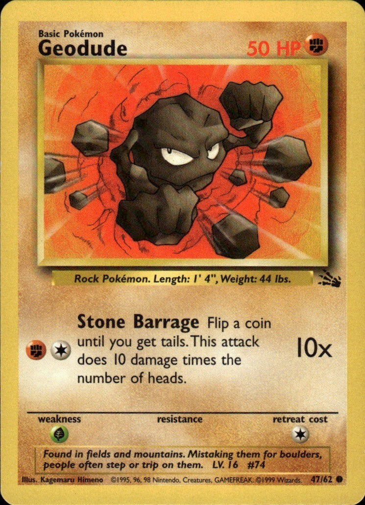 Geodude Unlimited Common Fossil 47/62 NM