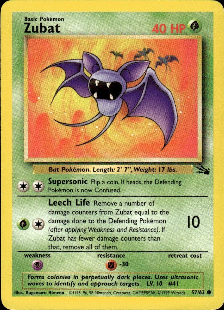 Zubat Unlimited Common Fossil 57/62 NM