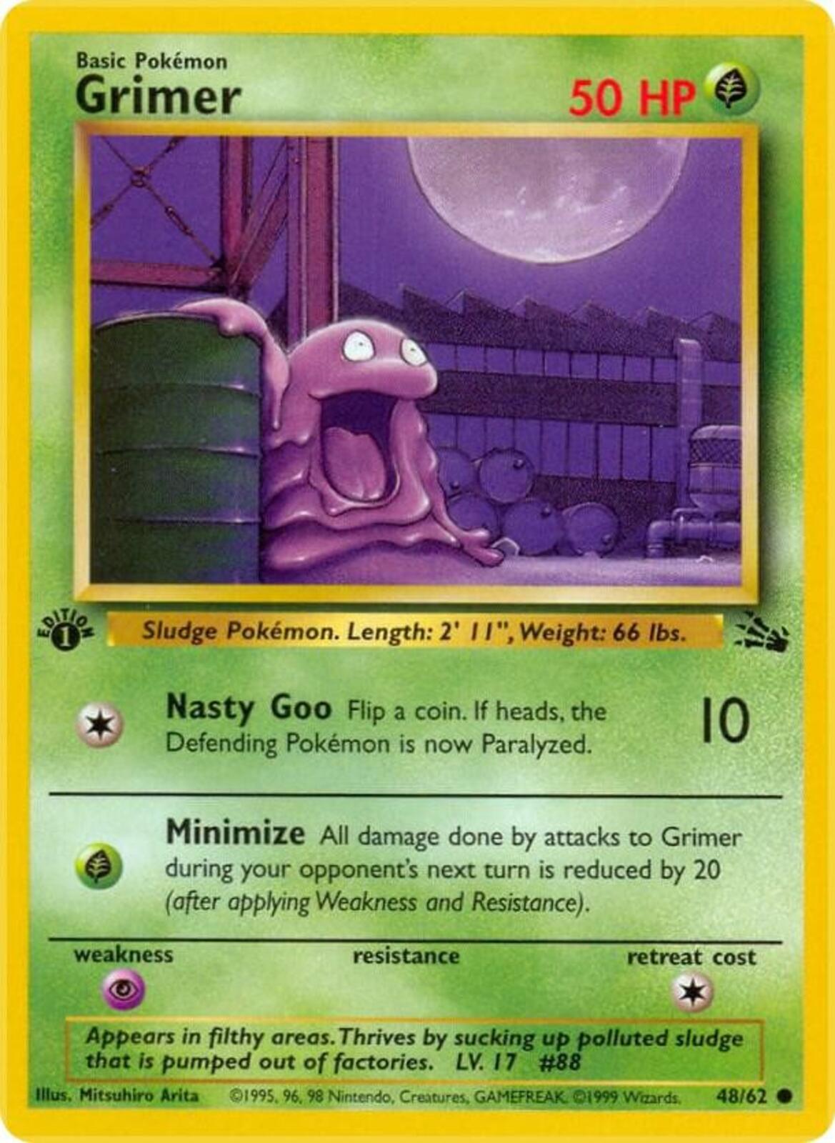 Grimer 1st Edition Common Fossil 48/62 - Superb Condition