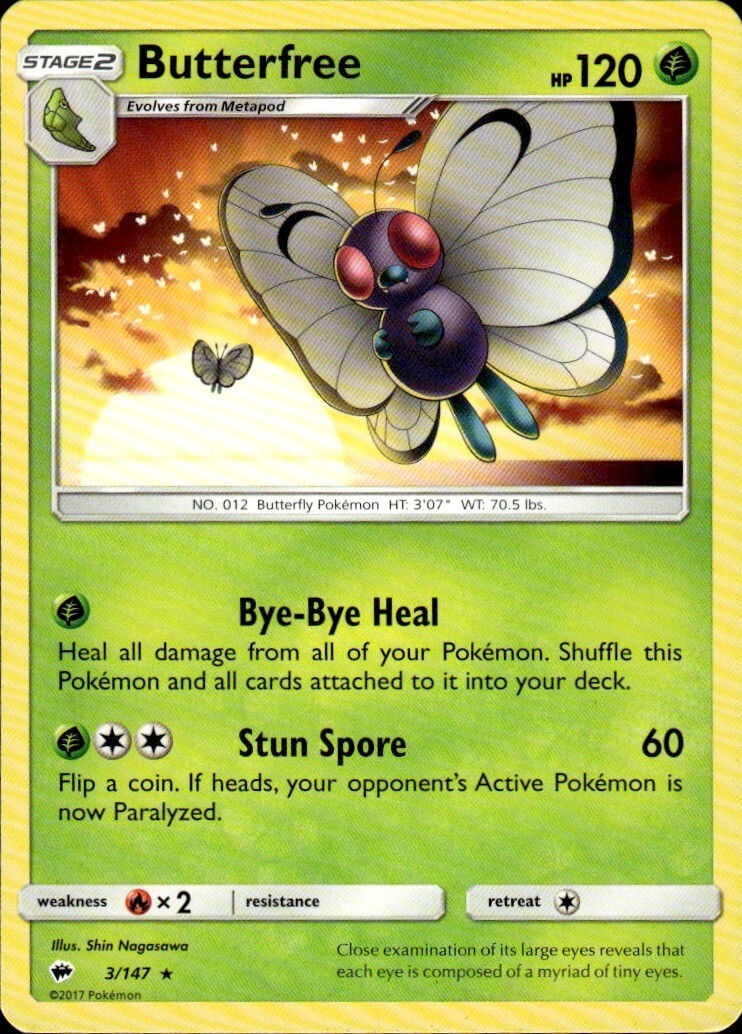 Butterfree Rare SM - Burning Shadows 3/147 NM