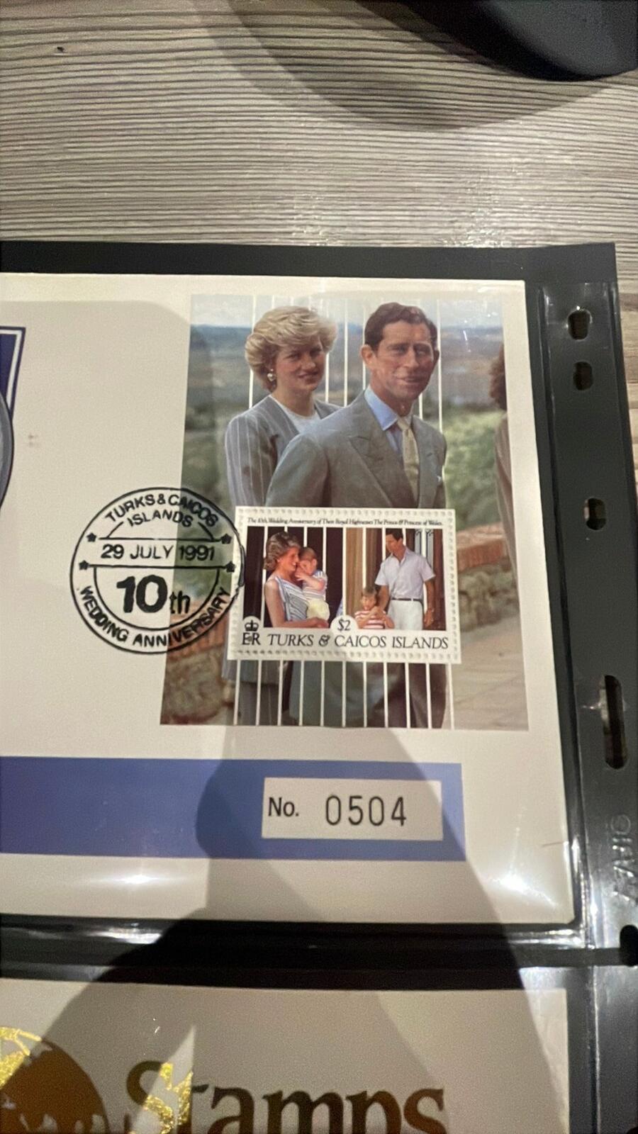 10th Wedding Anniversary Prince and Princess of Wales Coin Stamp Set