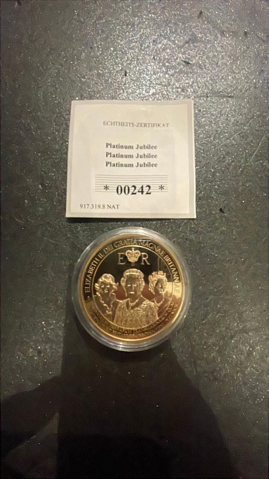 Platinum Jubilee 2022 Proof Gold Plated Coin with Swarovski