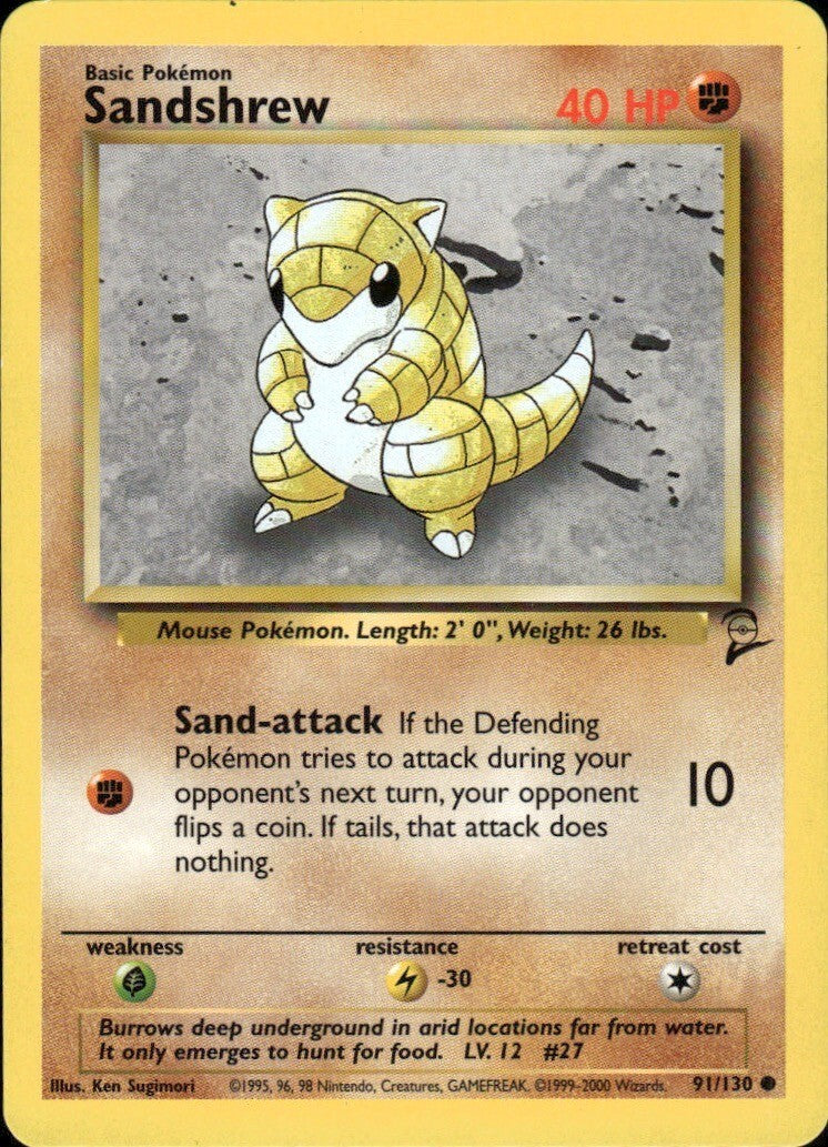 Sandshrew Common Base Set 2 091/130 NM