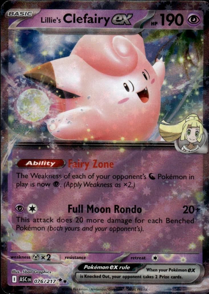 Lillie's Clefairy ex Holo Double Rare ME: Ascended Heroes 076/217 NM