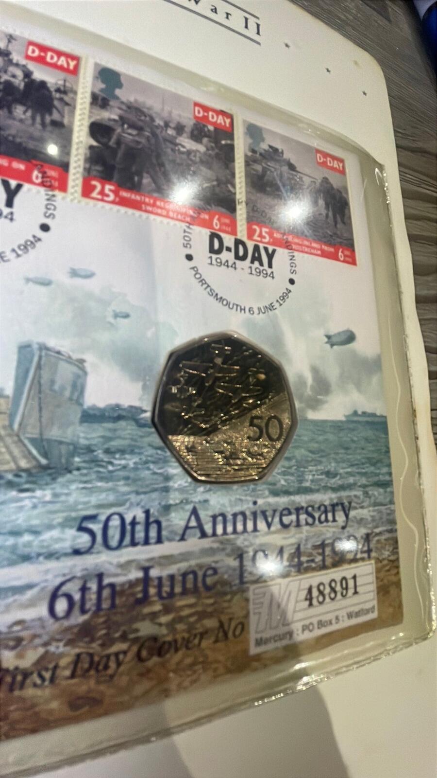 Great Britain 50th Anniversary of D-Day 1994 Coin First Day Cover