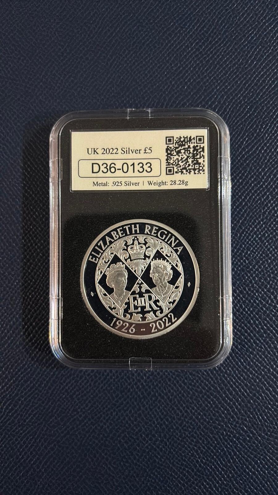 2022 UK Silver £5 Proof Coin, 28.28g .925 Silver
