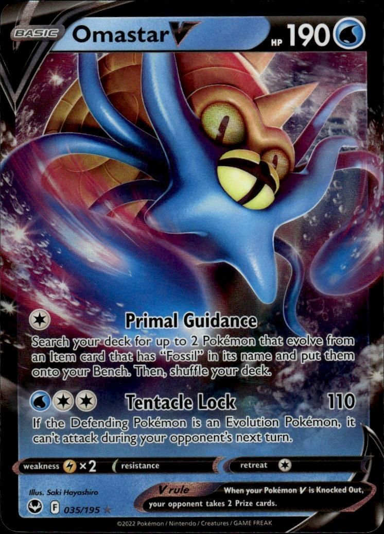 Omastar V Holo Ultra Rare SWSH12: 4Silver Tempest 035/195 NM