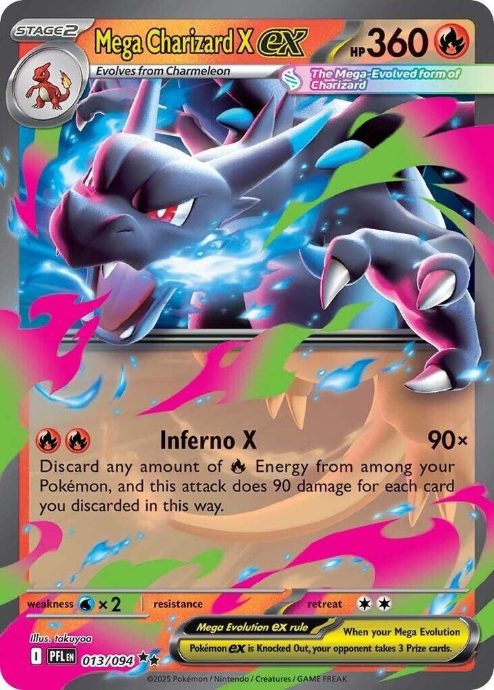 Mega Charizard X ex Double Rare ME02: Phantasmal Flames 013/094 - PACK FRESH