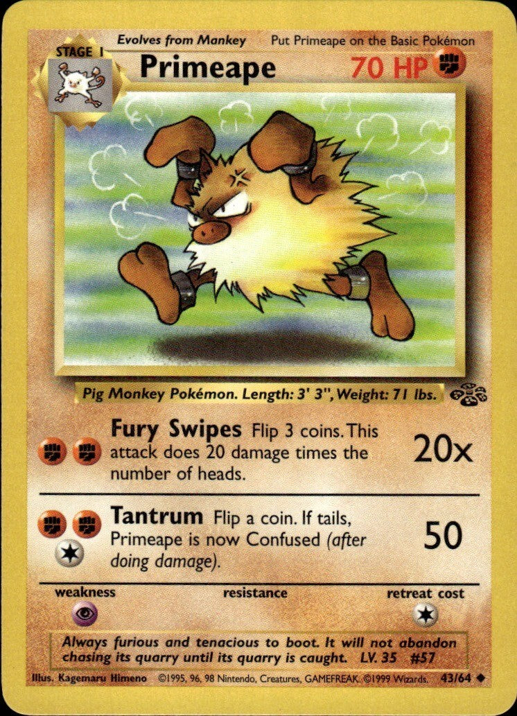 Primeape Unlimited Uncommon Jungle 43/64 NM