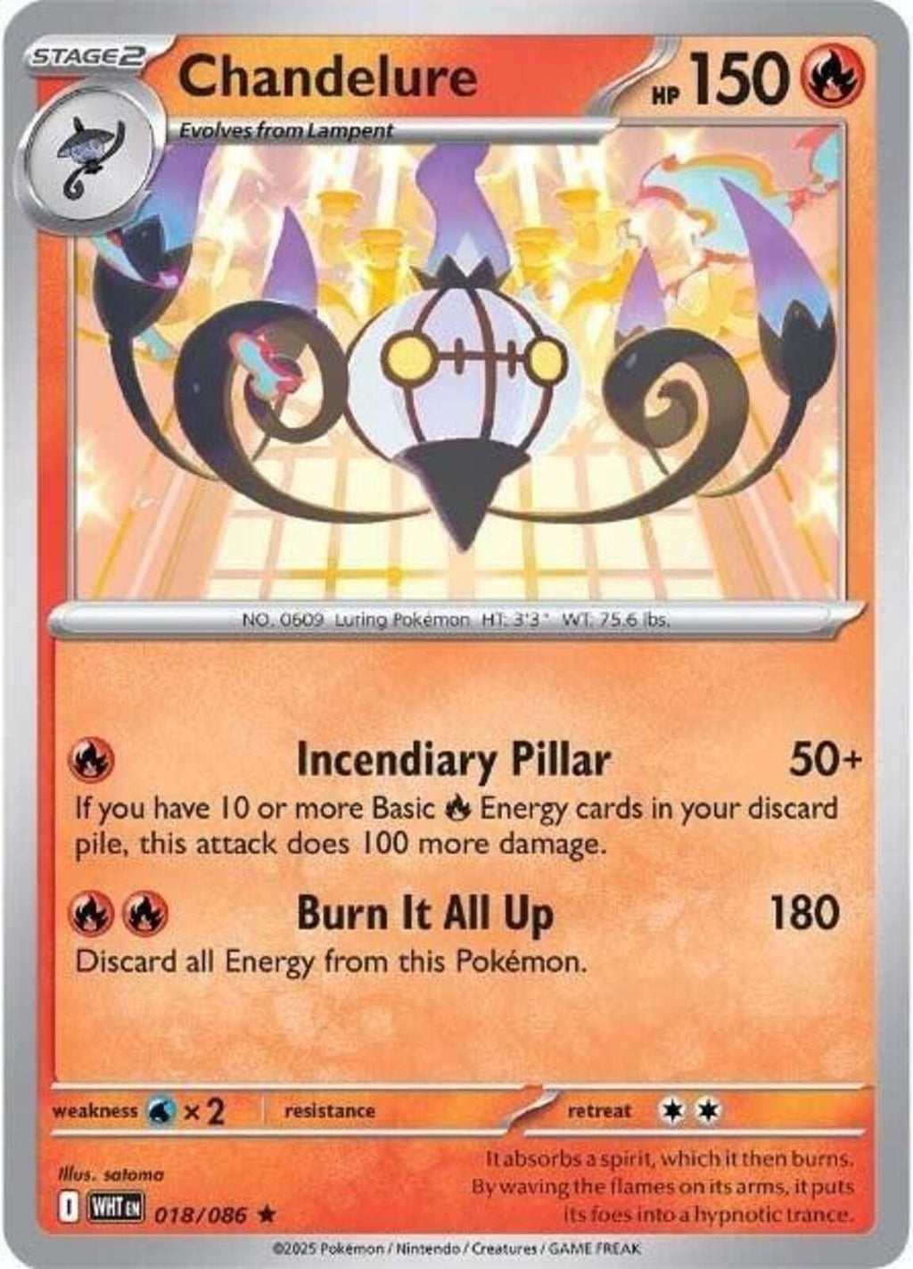 Chandelure Holo Rare SV: White Flare 018/086 NM