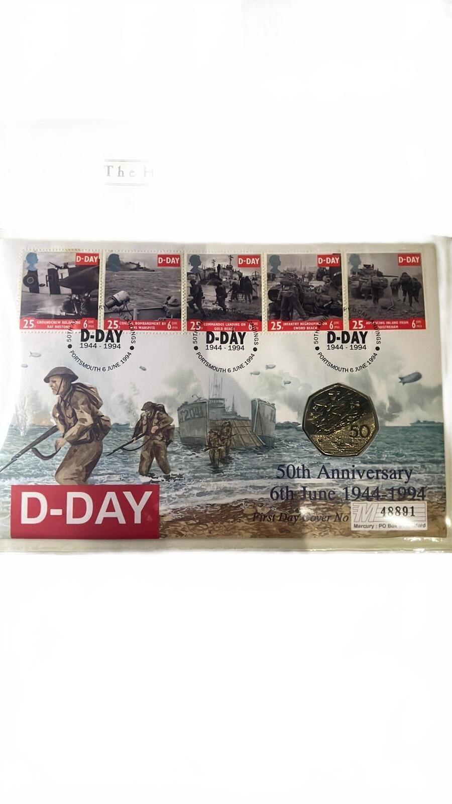 Great Britain 50th Anniversary of D-Day 1994 Coin First Day Cover