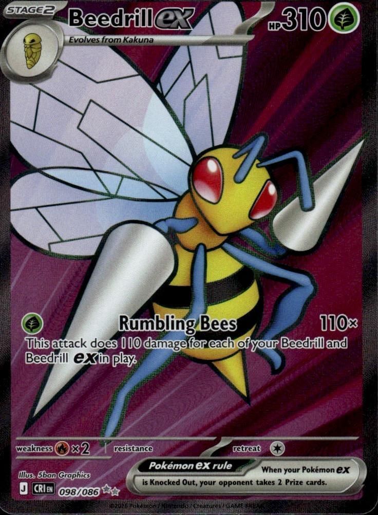 Beedrill ex - Holo Ultra Rare ME04: Chaos Rising 098/086 NM