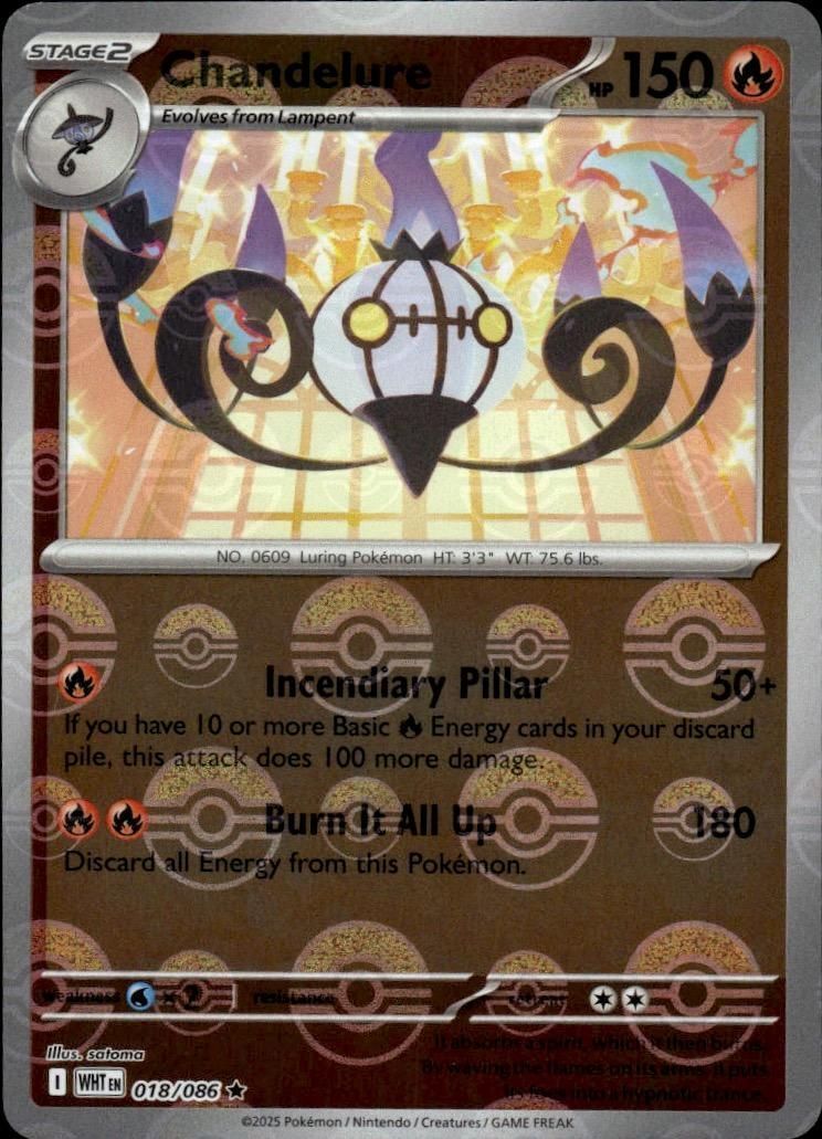 Chandelure (Poke Ball Pattern) Holo Rare SV: White Flare 018/086 NM