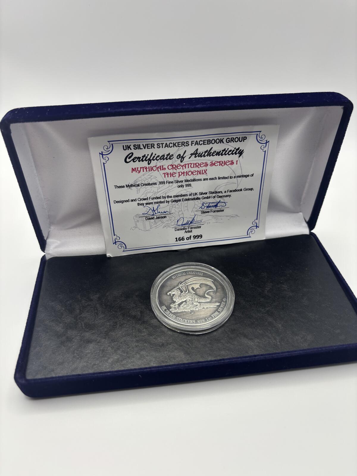Limited Mintage Mythical Creatures Series 1 The Phoenix 1 oz .999 Silver Round