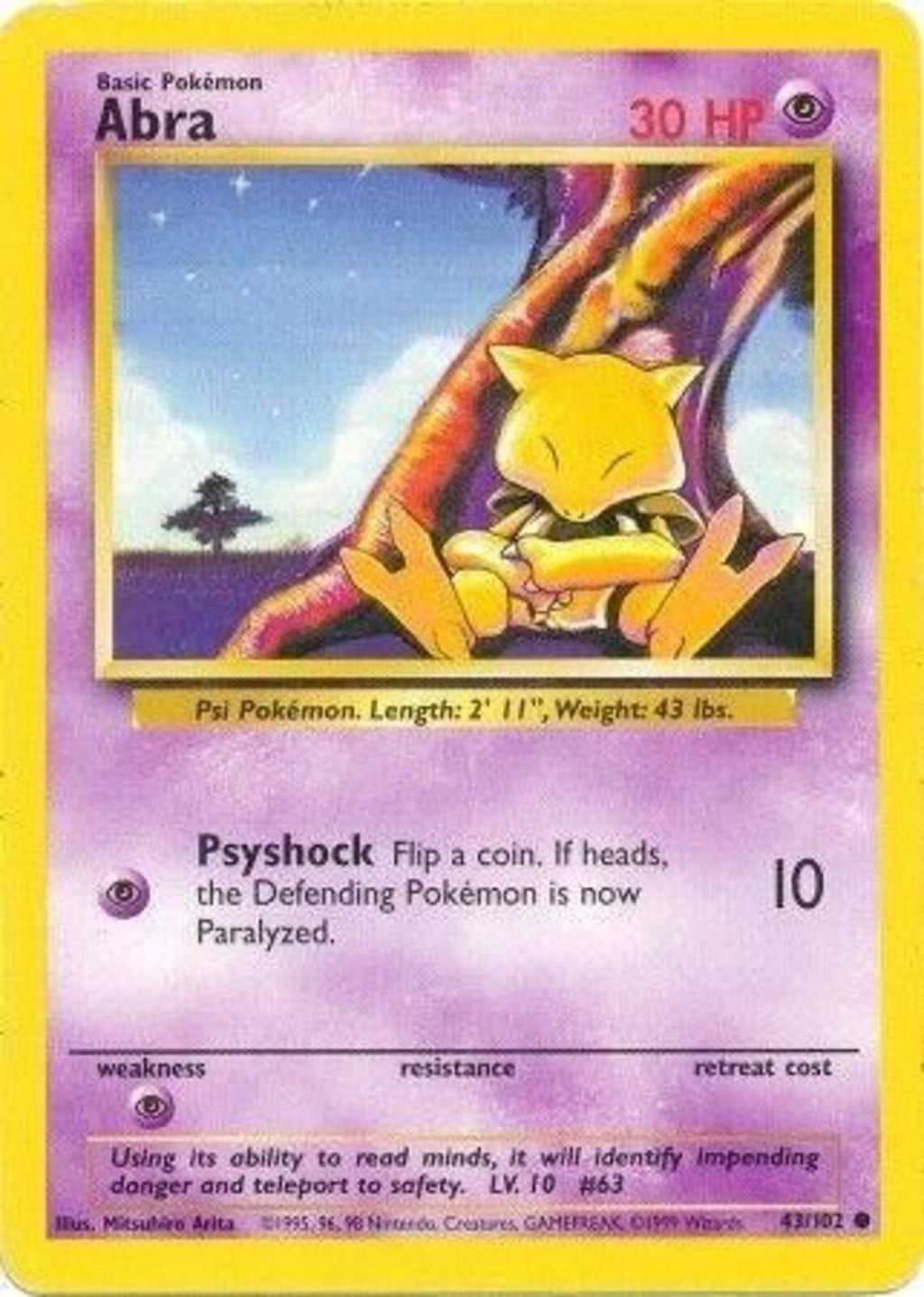 Abra Common Base Set 043/102 - Superb Condition