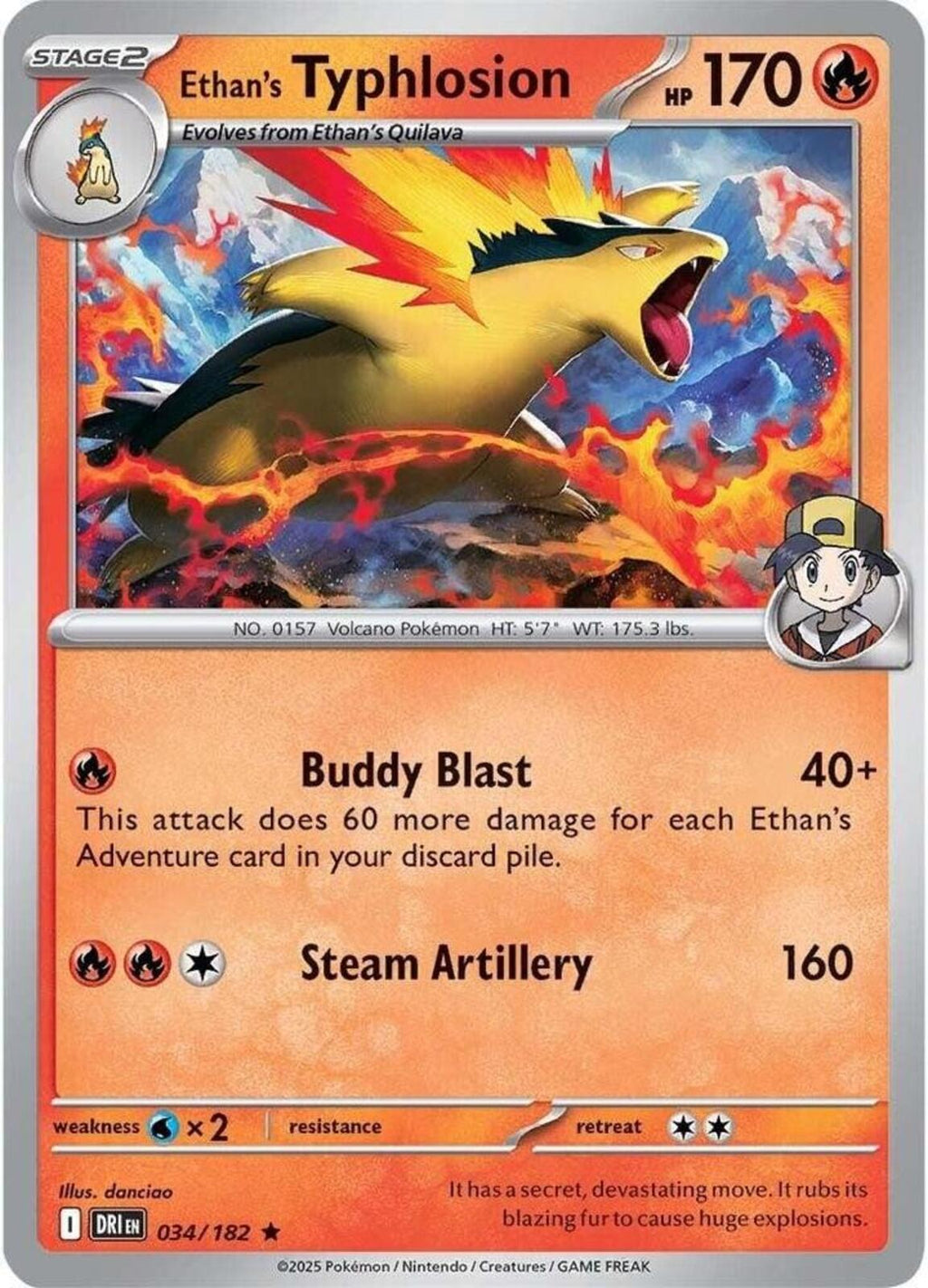 Ethan's Typhlosion Holo Rare SV10: Destined Rivals 034/182 NM