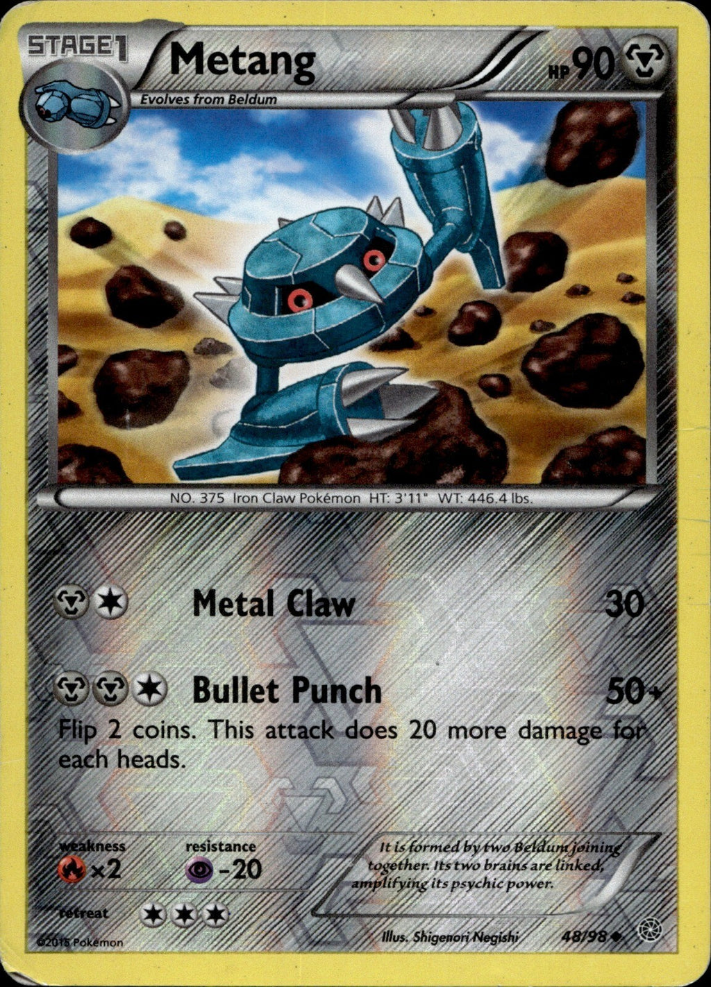 Metang Reverse Holo Uncommon XY - Ancient Origins 48/98 NM